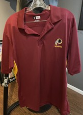 NFL Team Washington Redskins Maroon Short Sleeve Polo Golf Shirt Size L