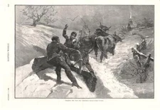 Clearing the Way For Christmas  -  Early Snow Plow  -   1886
