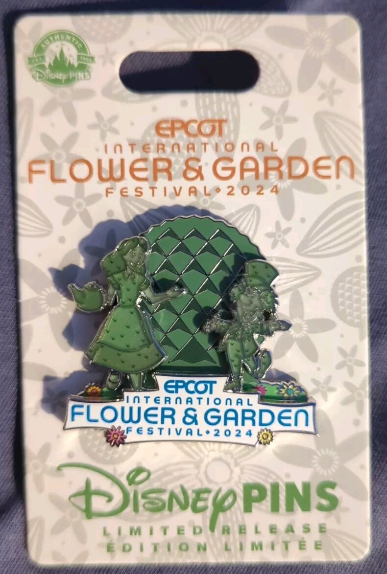 Disney 2024 Epcot Flower & Garden Festival Alice & Madhatter LR Pin + Passport 