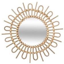 Wandspiegel Rattan Spiegel Dekospiegel Schminkspiegel Flurspiegel Wanddeko Ø50cm