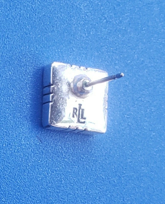 Pendiente único vintage Ralph Lauren de oro blanco macizo de 14k con piedra azul Foto 2 de 4