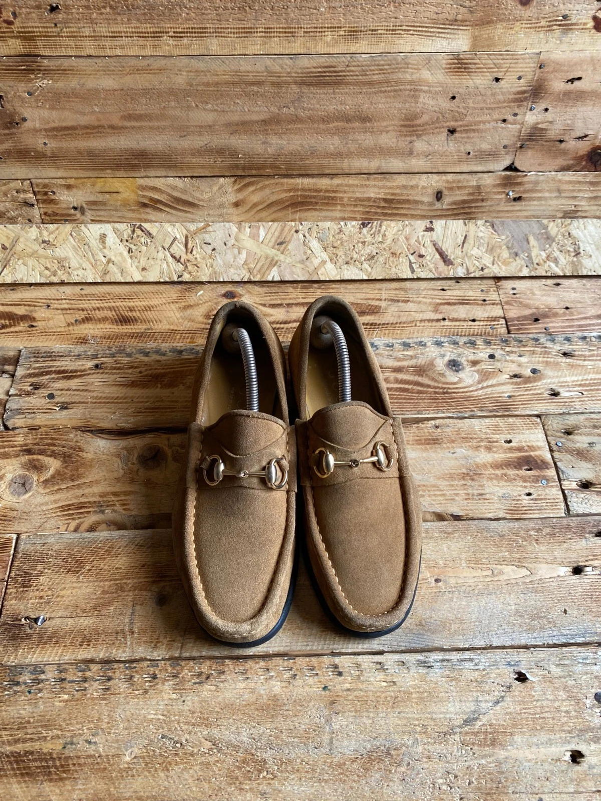 Mocassins en daim marron GUCCI Tom Ford Era or Horsebit taille US 7 eu 40 Royaume Uni 6