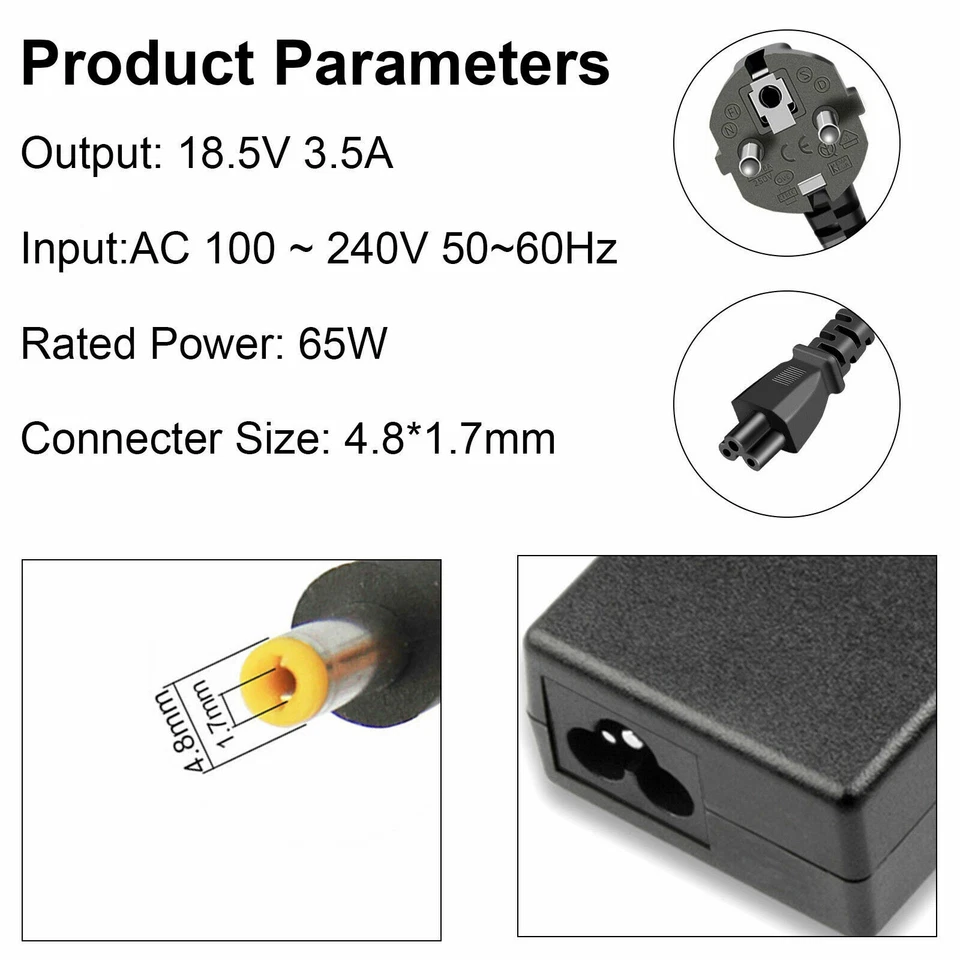 18,5V 3,5A 65W Netzteil Ladegerät für HP 530 550 620 625 Serie Laptop Notobook - Bild 3 von 4