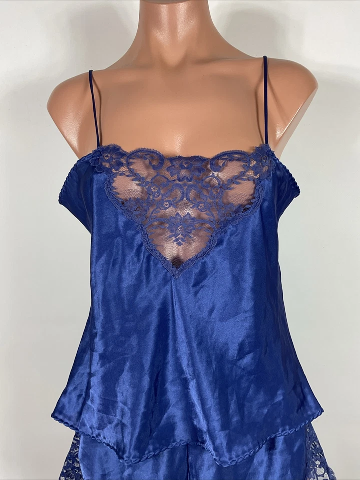 Conjunto de pijama corto de encaje satinado etiqueta dorada Victoria's Secret de colección años 90 M HECHO EN EE. UU. Foto 4 de 4