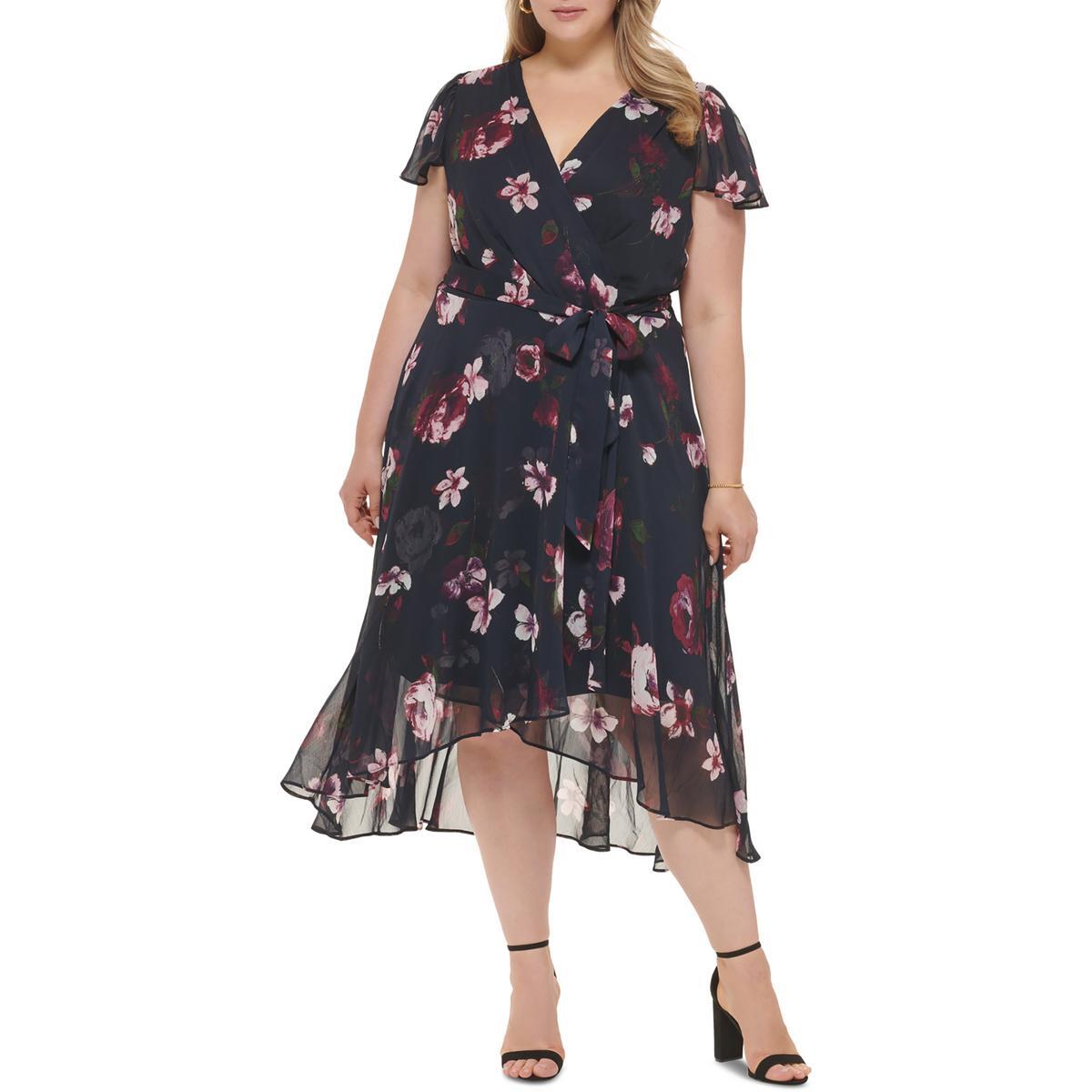 Женское фиолетовое повседневное миди-платье с поясом из искусственной кожи DKNY Plus 22W BHFO 0750