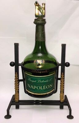 Bisque Dubouche Napoleon Fine Champagne Cognac 1960 s Bottle & Tilting Stand