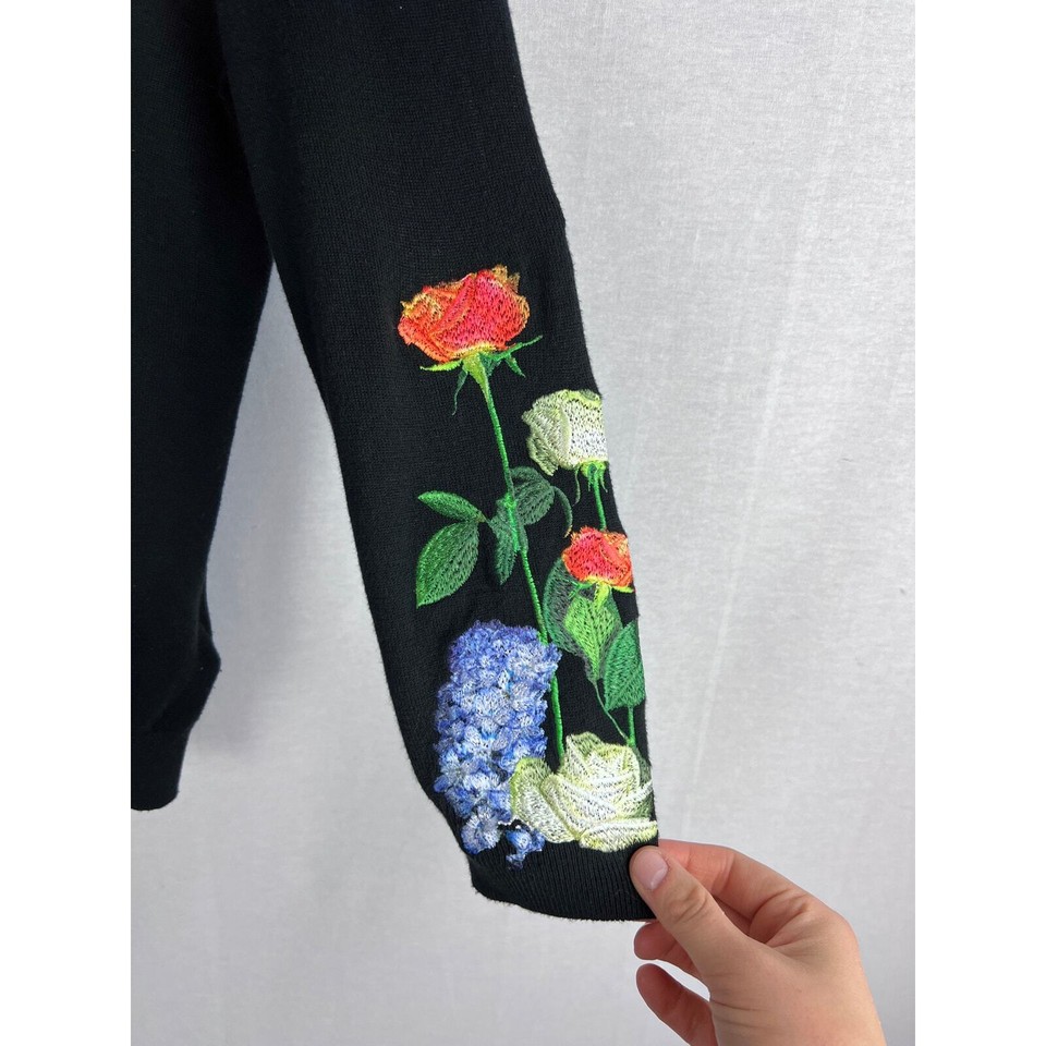 Ted Baker Sweater Women XS Deyzie Kensington Embroidered Black Feminine