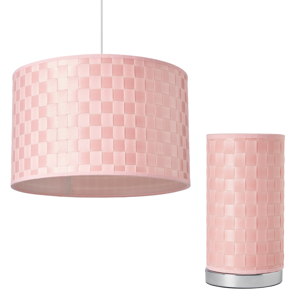 Litecraft Sovin Woven Table Lamp & Drum 35 cm Easy Fit Light Shade - Pink