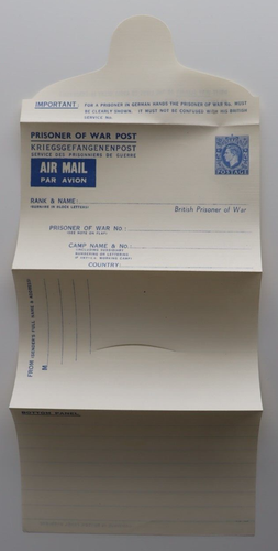 Historia postal Segunda Guerra Mundial Prisioneros Guerra de prisioneros Correo Tarjetas sin usar Carta Cruz Roja Recibo - Imagen 3 de 3