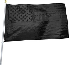 Black American Flag 3x5 ft: Heavy Duty US Flag Made from Nylon - Embroidered Sta