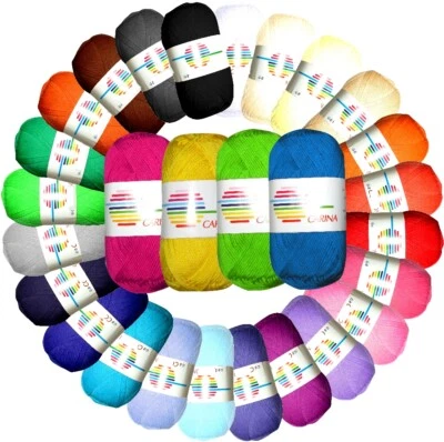 Carina Wolle mit Glanz 100% Baumwolle Strickgarn Häkelgarn Schulgarn Amigurumi