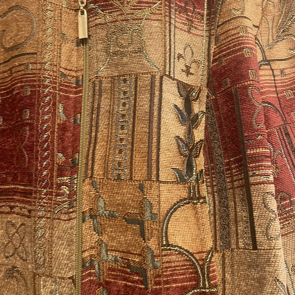 Vestido Granero Mujer Talla XL Tapiz Blazer Chaqueta Cremallera Frontal Tostado/Dorado/Vino Foto 3 de 4