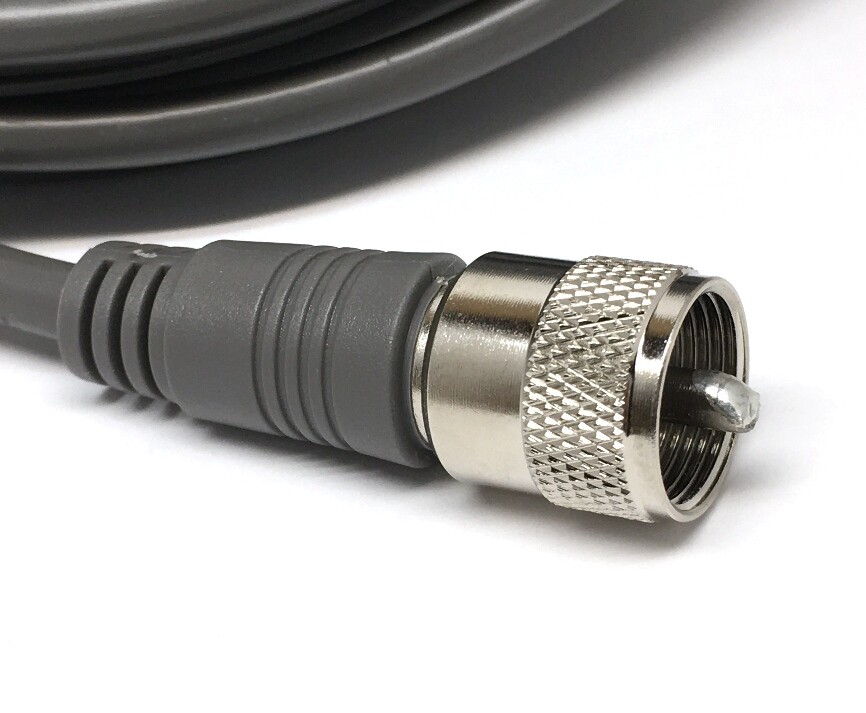 Cable Antena Coaxial RG8X De 75ft - Para Radio CB/Ham, Conectores PL-259, Color Gris