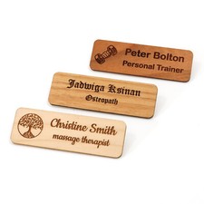Personalised Wooden Eco Name Badge Staff ID with Pin | Design Your Custom Badge