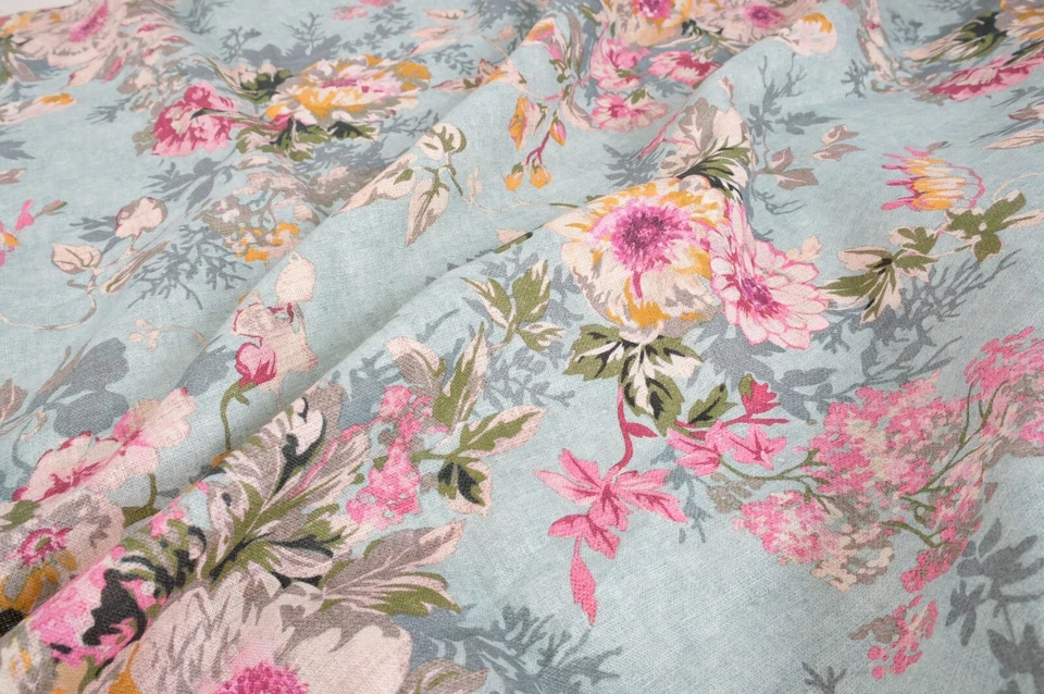 Pure 100% LINEN flower  Soft Fabric 180gsm Flax Clothing fashion floral - Image 4 of 4