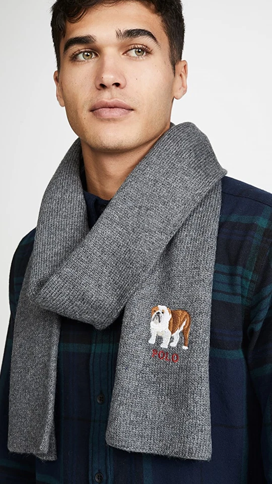 Bufanda Bulldog Polo Ralph Lauren Para Hombres Carbón Talla Única Gris PC0387-012 Foto 4 de 4