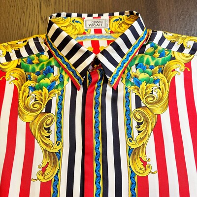 Ｖersce　SILK　バロッコ　48 GIANNI VERSACE silk shirt Baroque Stripes size 48 from F/W 1993/94