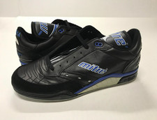Vintage NOS Mitre Furia 90 nero/blu/bianco uomo taglia 10 calcio indoor *indossabile*