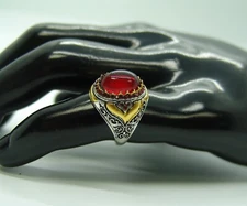 Fashion rings Signet Stainless Steel 8mm Onyx RED Stone Men/ Women Size 6-13 #8