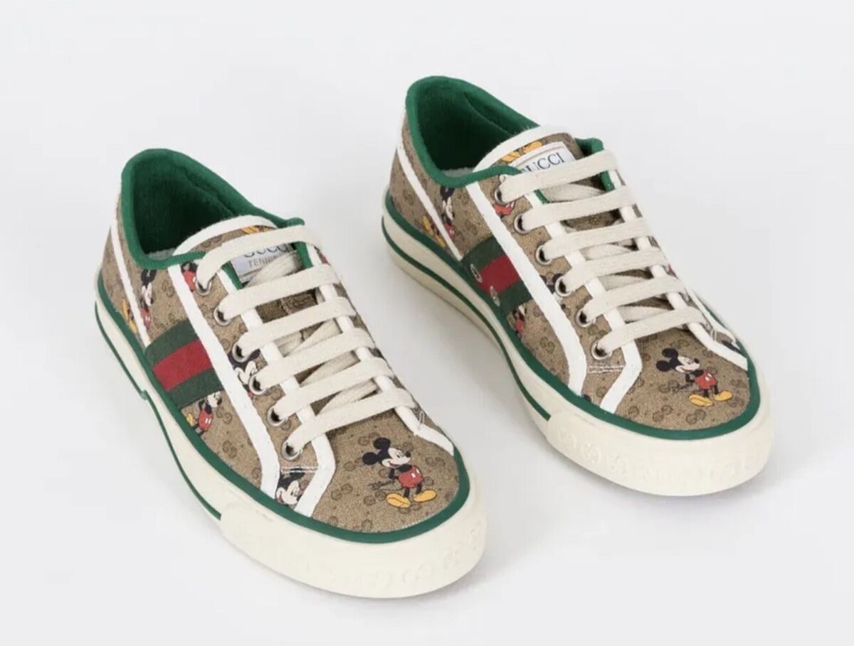 New GUCCI Disney Mickey Mouse Tennis 1977 GG Canvas Sneakers New GUCCI Disney Mickey Mouse Tennis 1977 GG Canvas Sneakers
