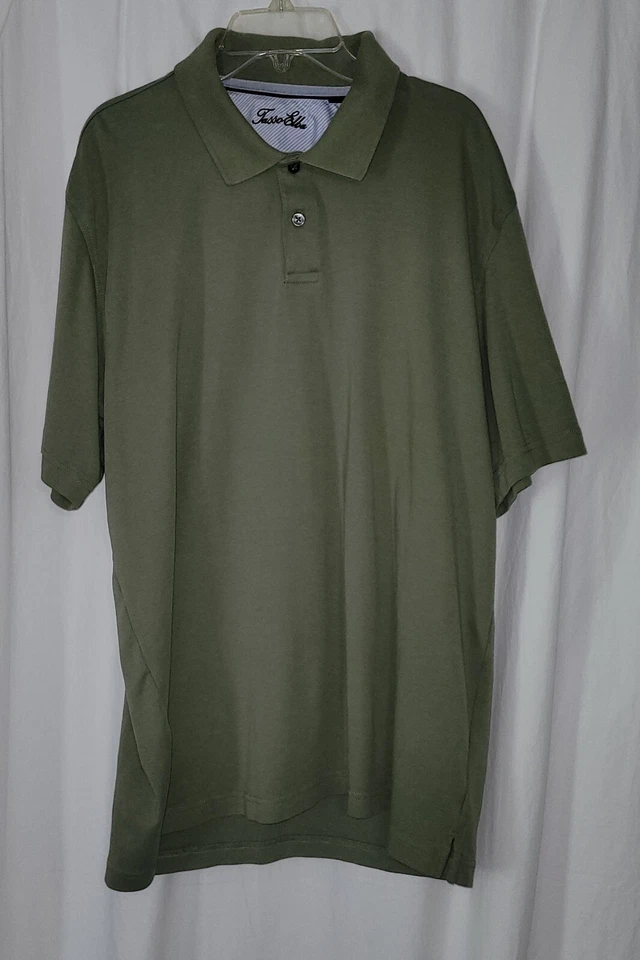 Tasso Ella Green Short Sleeve Polo Shirt Men's Lg - Image 2 of 4