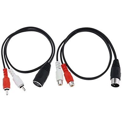 2Pcs DIN 5 Pin to 2 RCA Cable 5-pin Din Male Female Plug to 2 RCA Male Female...