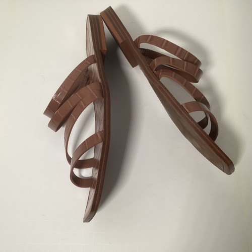 Dolce Vita Brown Leather Slip On Slide Sandals Women's Size 10 Izabel Minimalist - Picture 9 of 13