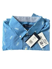 Ivy And Crown Button Up Men’s Dress Shirt Jersey Blue & Pineapples New W/ Tags!