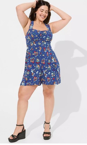TORRID Retro Chic Halter Romper Playsuit Nautical Blue Rockabilly VLV New 14/16