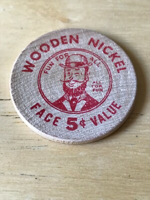 Vintage 1973 Wooden Nickel - LONG BEACH CALIFORNIA 1888-1973 Souvenir Face 5cent