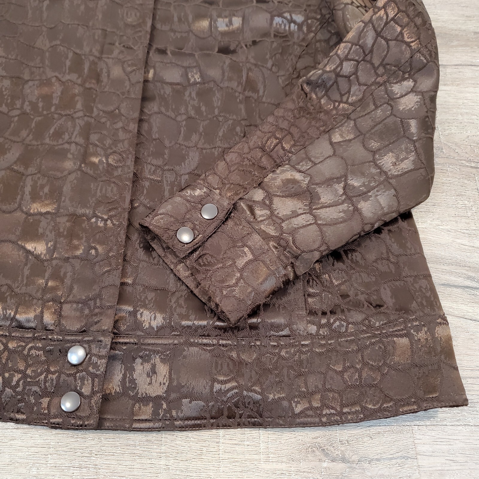 Chico's Alligator Print Jacket Snap Button XL Bro… - image 5