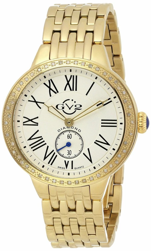 GV2 by Gevril Women's 9101 Astor Diamonds Limited Edition Gold IP Steel Watch