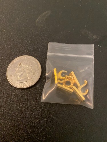 Dollhouse Miniature Wall Hooks Set of 4 Metal 1:12 Scale Gold Finish