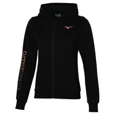 Mizuno Womens Sweat Sports Running Hoody Hoodie Jacket Black // Rrp £55