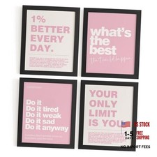 DSHFG Motivational Inspirational Office Wall Art Decor Prints Set of 4, Pink