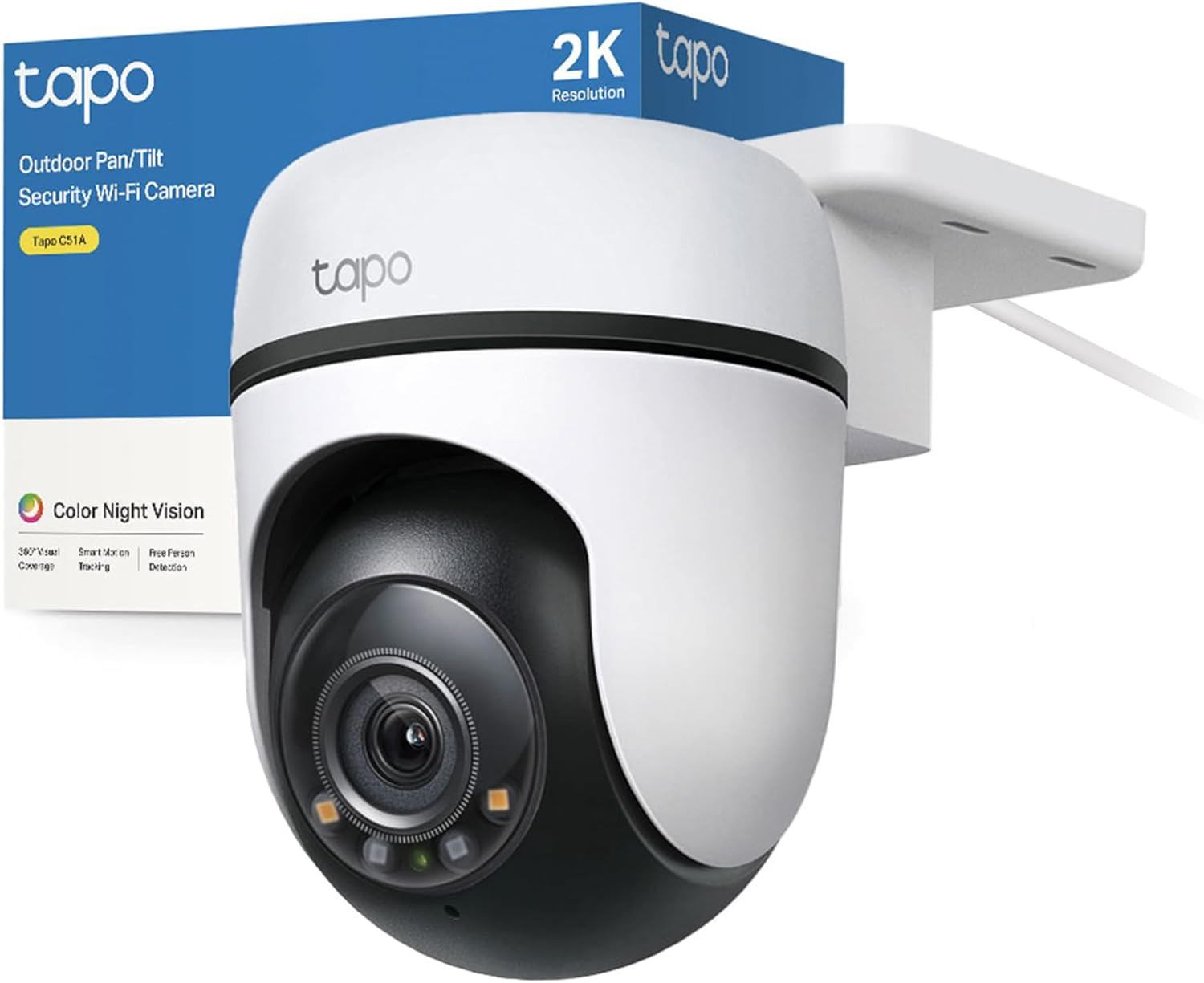 Telecamera Wi-Fi Esterno 2K 3MP 360° Visione Notturna Colori Offerta