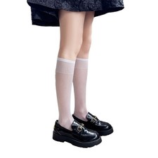 Summer Thin Silk Over the Calf Socks Solid Color See Through Stockings for Women
