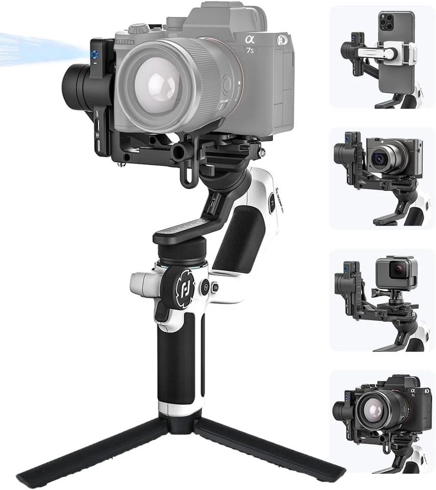 Feiyu SCORP-Mini 2(Weiß) Gimbal Stabilizer for Smartphone/Kamera mit AI Tracking
