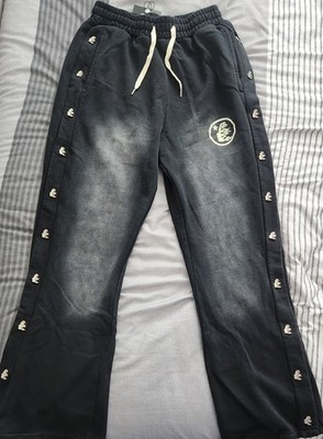 Hellstar Mens Medium Black Flared/Faded Sweatpants Pair