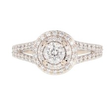 .96ctw Round Cut Diamond Double Halo Engagement Ring 14k White Gold Size 6.5