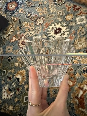 Orrefors Sweden Clear Glass Vase Glossy Finish Printed Backstamp