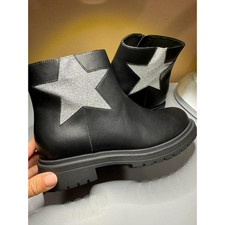 Size 5 Big Girls Glitter Star Chelsea Boots Wonder Nation Non Marking NEW