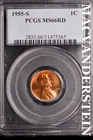1955-S Lincoln Wheat Cent- PCGS MS-66 Red- Luster #SLM431