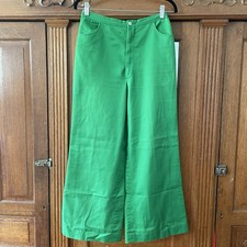 h.i.s Women's Vintage Green Wide Leg Regular Fit Pants Classic Retro Style