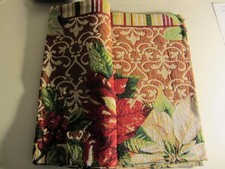 CHRISTMAS POINSETTIA BERRIES TAPESTRY TABLE RUNNER 13 X 68 BRAND NEW