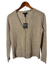 Charter Club 100 cashmere V-neck cardigan in a light beige or taupe color small