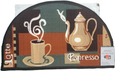 PRINTED NYLON KITCHEN RUG 18"x 30" HOT COFFEE CUP TEAPOT, slice by ST