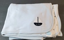 VTG Gymboree 2007 2008 Light Blue Sailboat Dot Baby Blanket Boat HTF