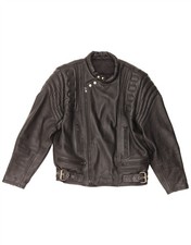 Vintage Mens Motorcycle Leather Biker Jacket UK 36 Small Black Leather MG09