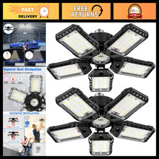 Bright LED Garage Lights 2 Pack - 160W 16000LM 6500K Deformable Ceiling Lights f